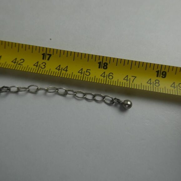 Pastel Rainbow Silver Tone Beaded Jeweled Station Necklace Pink Blue Yellow 18+" - Picture 7 of 7